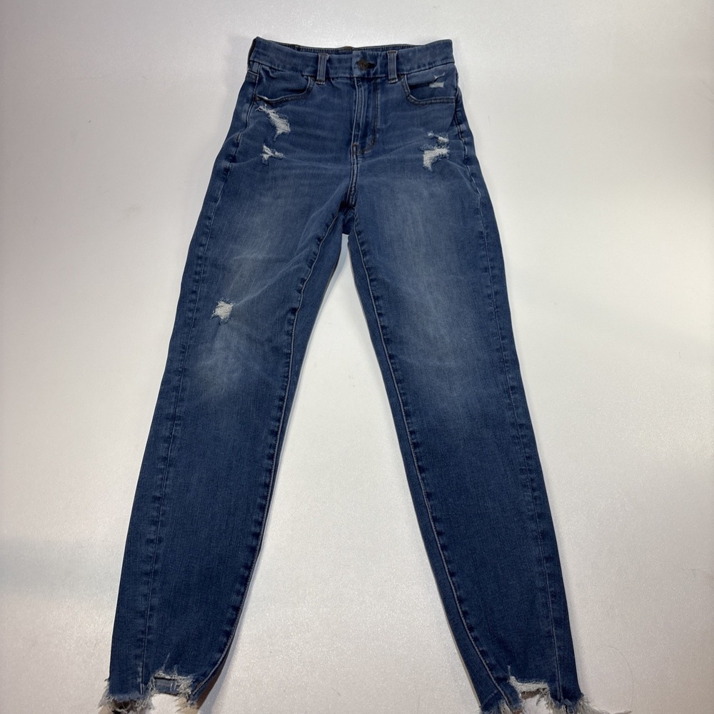 American Eagle Jeans Women 2 Curvy High Rise Jegging Next Level Stretch Distress